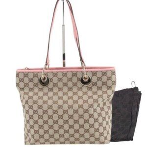 Gucci GG Canvas Bag with Pink Leather trim